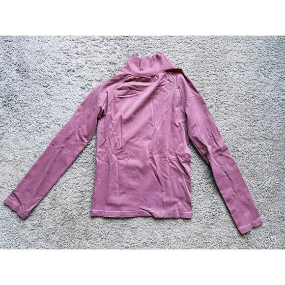 Intimately Free People Ribbed Long Sleeve Turtleneck Top Keyhole Back Pink XS/S - Picture 3 of 6